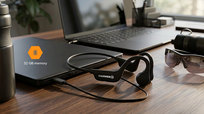 HAMMER BONE HEADPHONES met 32 GB intern geheugen