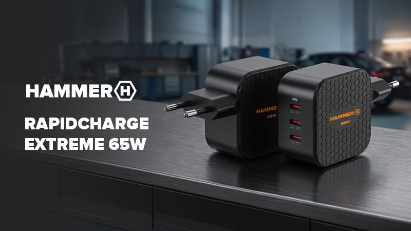 HAMMER RapidCharge Extreme 65W robuuste oplader