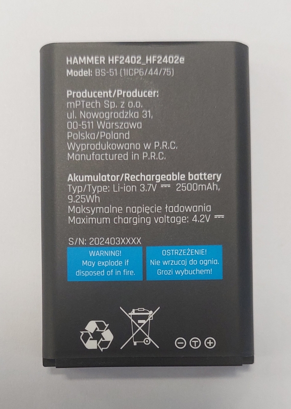 Accu tbv Hammer 6 LTE